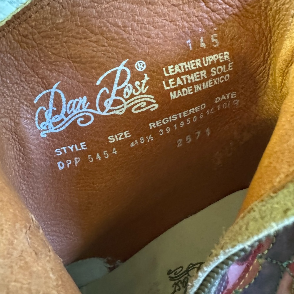 Dan Post Pink Leather Western Embroidered Ankle Boots - Picture 6 of 10